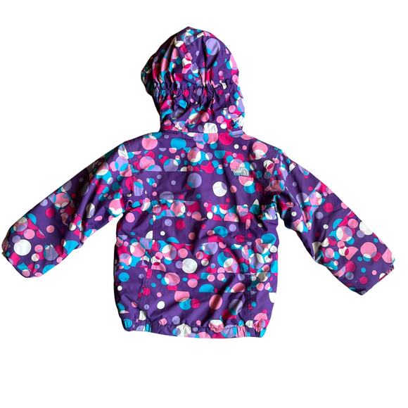 The North Face Toddler Girls 4T Winter Jacket – Purple Polka Dot Hooded Coat - Picture 2 of 4